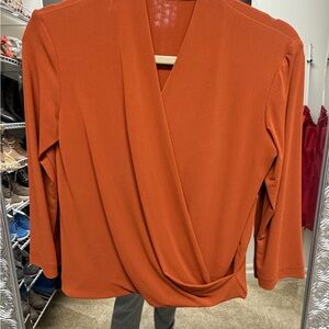 MM Lafleur Terracotta Drape Blouse